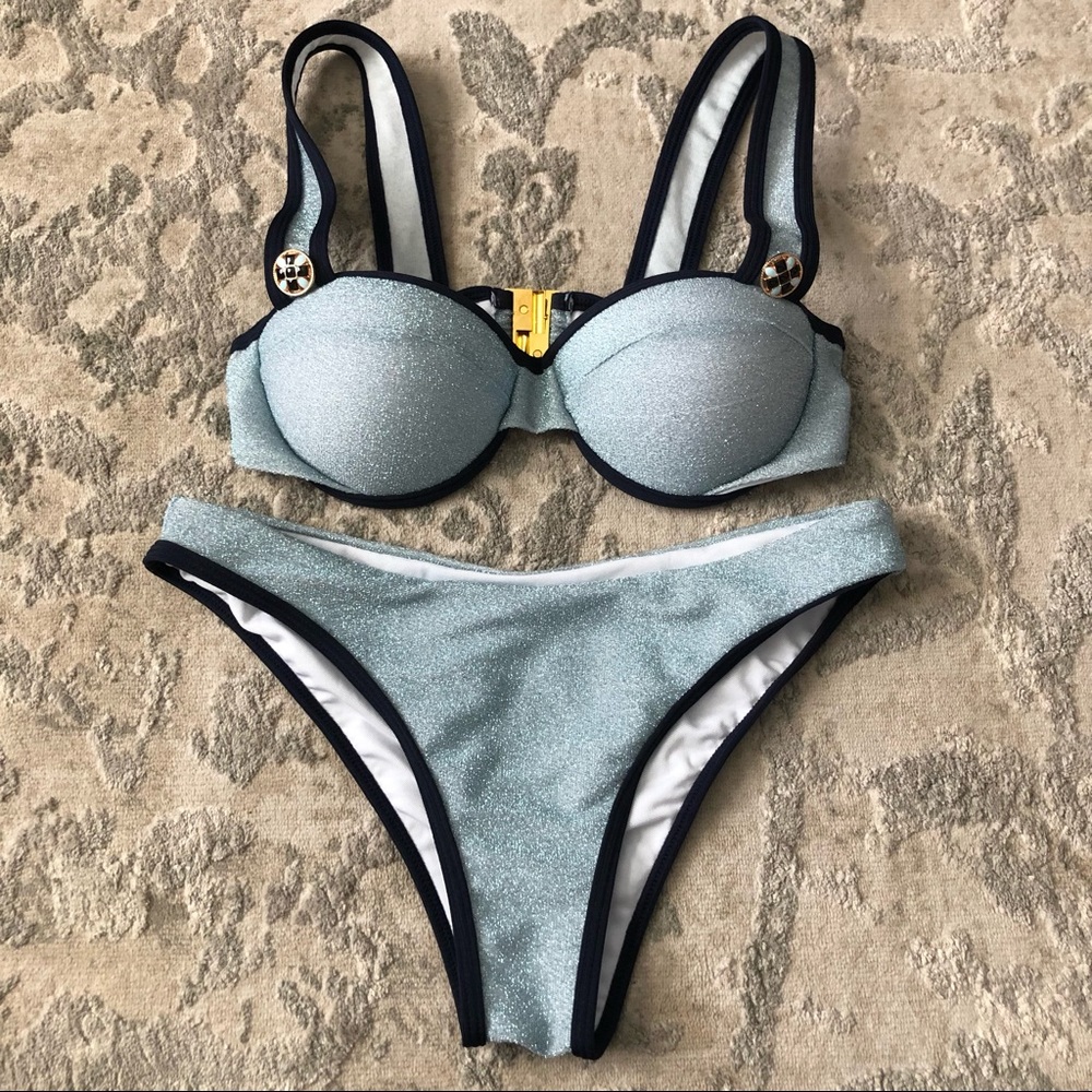 Maiyo JADE Lurex Blue Swimsuit Small